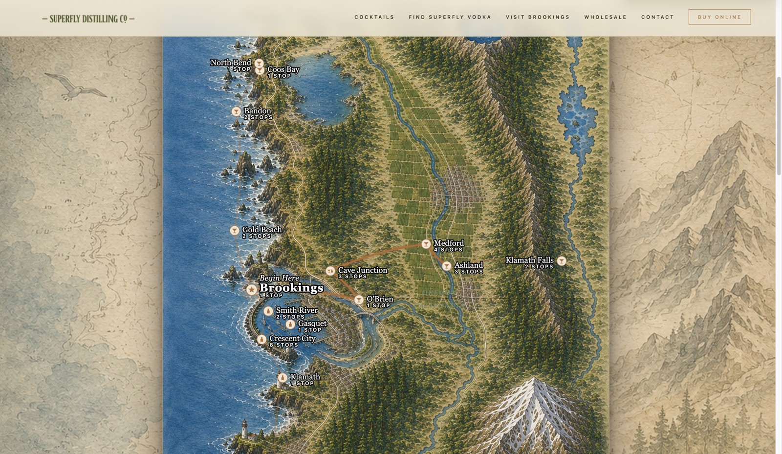 Superfly Trail — illustrated stockist map